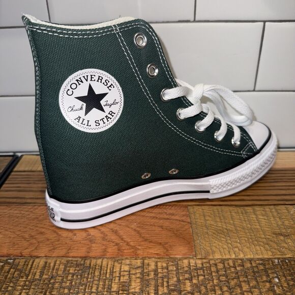New Converse Chuck Taylor Women Wedge Platform Hi Sneakers Size 7 Green A14262C - Picture 1 of 6